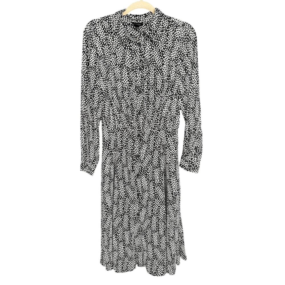 Who What Wear Black White Animal Print Midi Dress Workwear Office Party S
